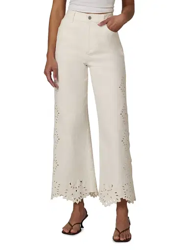 Joe's Jeans Women's Mia Stretch-Cotton Wide-leg Ankle Jeans - Ecru Floral | Thumbnail 3