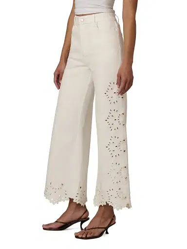 Joe's Jeans Women's Mia Stretch-Cotton Wide-leg Ankle Jeans - Ecru Floral | Thumbnail 4