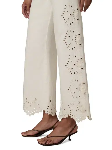 Joe's Jeans Women's Mia Stretch-Cotton Wide-leg Ankle Jeans - Ecru Floral | Thumbnail 6