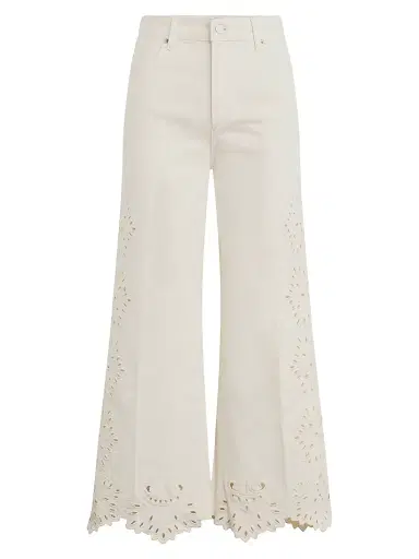 Joe's Jeans Women's Mia Stretch-Cotton Wide-leg Ankle Jeans - Ecru Floral | Thumbnail 1
