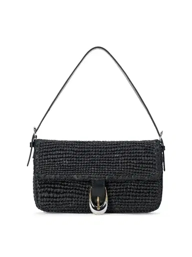 STAUD Women's Harlow Raffia Shoulder Bag - Black | Thumbnail 1 STAUD Women's Harlow Raffia Shoulder Bag - Black | Thumbnail 1