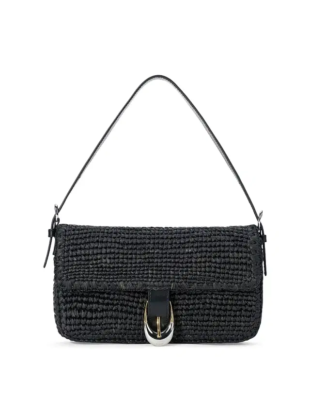Staud Women's Harlow Raffia Shoulder Bag - Black