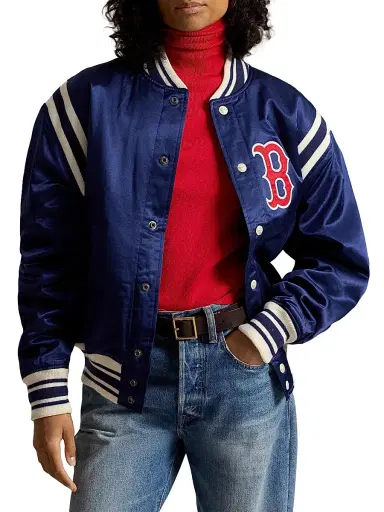 Polo Ralph Lauren Men's Red Sox Cotton-Blend Satin Bomber Jacket - Dark Cobalt - Size XXL | Thumbnail 3 Polo Ralph Lauren Men's Red Sox Cotton-Blend Satin Bomber Jacket - Dark Cobalt - Size XXL | Thumbnail 3