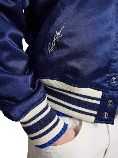 Polo Ralph Lauren Men's Red Sox Cotton-Blend Satin Bomber Jacket - Dark Cobalt - Size XXL | Thumbnail 5 Polo Ralph Lauren Men's Red Sox Cotton-Blend Satin Bomber Jacket - Dark Cobalt - Size XXL | Thumbnail 5
