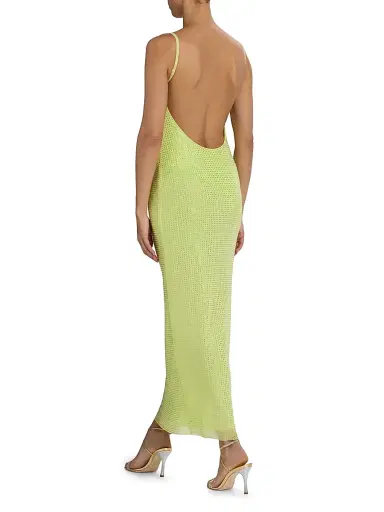 AREA Women's Embellished Mesh Scoopneck Maxi Dress - Limoncello | Thumbnail 5 AREA Women's Embellished Mesh Scoopneck Maxi Dress - Limoncello | Thumbnail 5