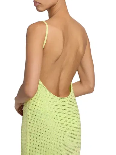 AREA Women's Embellished Mesh Scoopneck Maxi Dress - Limoncello | Thumbnail 6 AREA Women's Embellished Mesh Scoopneck Maxi Dress - Limoncello | Thumbnail 6
