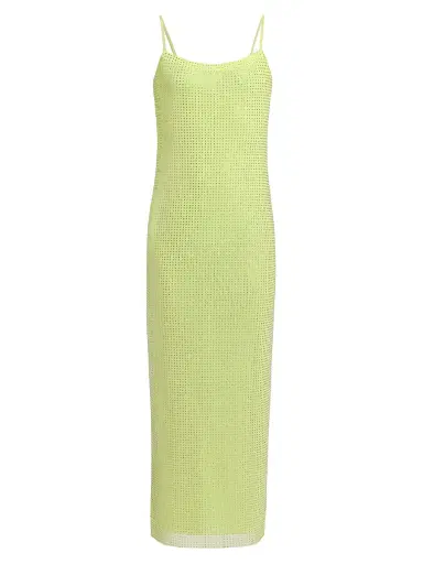 AREA Women's Embellished Mesh Scoopneck Maxi Dress - Limoncello | Thumbnail 1 AREA Women's Embellished Mesh Scoopneck Maxi Dress - Limoncello | Thumbnail 1