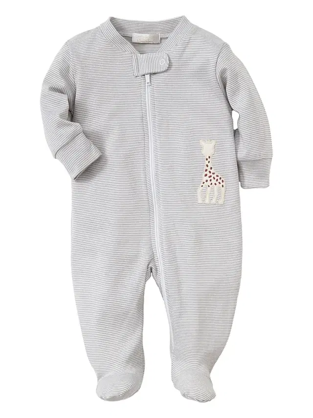 Baby's Sophie Striped Cotton Pajama Footie - Grey 6 Months