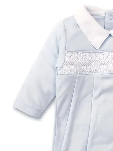 Kissy Kissy Baby Boy's Charmed Smocked Cotton Footie - Light Blue - Size Newborn | Thumbnail 2