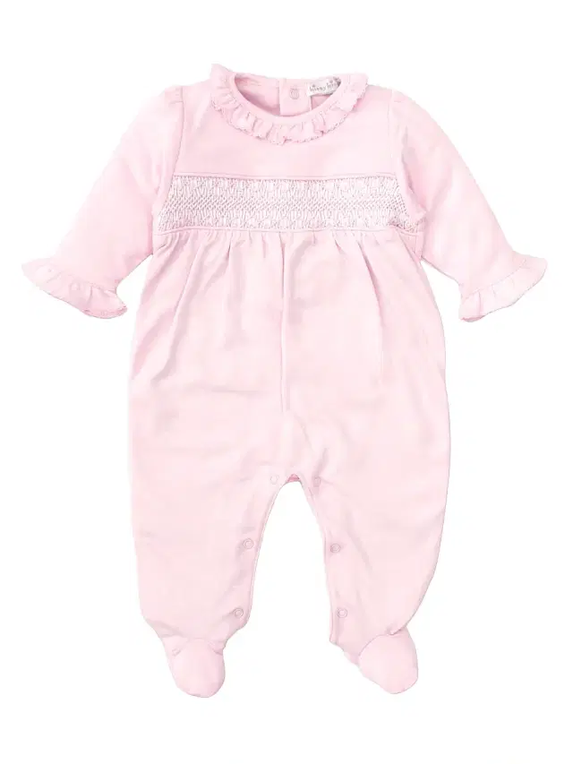 Baby Girl's Charmed Smocked Cotton Footie - Pink