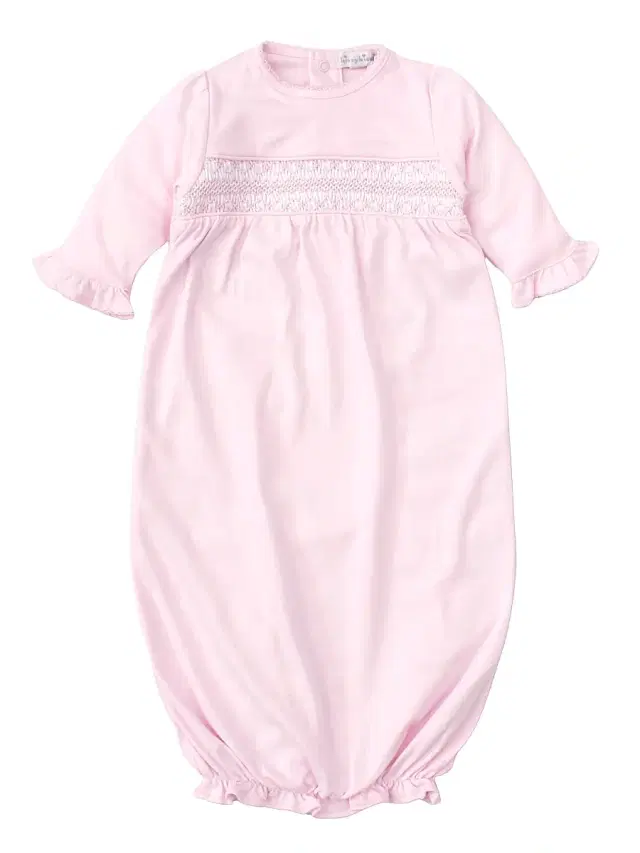 Baby Girl's Charmed Smocked Cotton Sleeper Gown - Pink