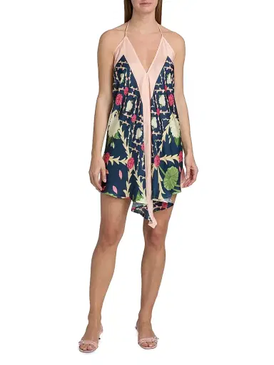 VERANDAH Women's Ammama Floral Handkerchief Minidress - Navy Lotus Scarf - Size XL | Thumbnail 3 VERANDAH Women's Ammama Floral Handkerchief Minidress - Navy Lotus Scarf - Size XL | Thumbnail 3