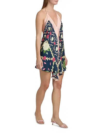 VERANDAH Women's Ammama Floral Handkerchief Minidress - Navy Lotus Scarf - Size XL | Thumbnail 4 VERANDAH Women's Ammama Floral Handkerchief Minidress - Navy Lotus Scarf - Size XL | Thumbnail 4