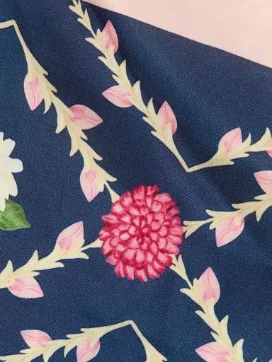 VERANDAH Women's Ammama Floral Handkerchief Minidress - Navy Lotus Scarf - Size XL | Thumbnail 7 VERANDAH Women's Ammama Floral Handkerchief Minidress - Navy Lotus Scarf - Size XL | Thumbnail 7