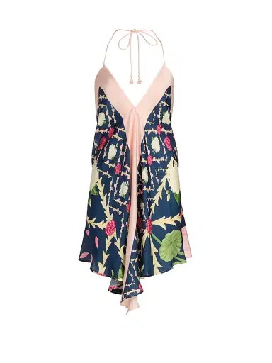 VERANDAH Women's Ammama Floral Handkerchief Minidress - Navy Lotus Scarf - Size XL | Thumbnail 1 VERANDAH Women's Ammama Floral Handkerchief Minidress - Navy Lotus Scarf - Size XL | Thumbnail 1