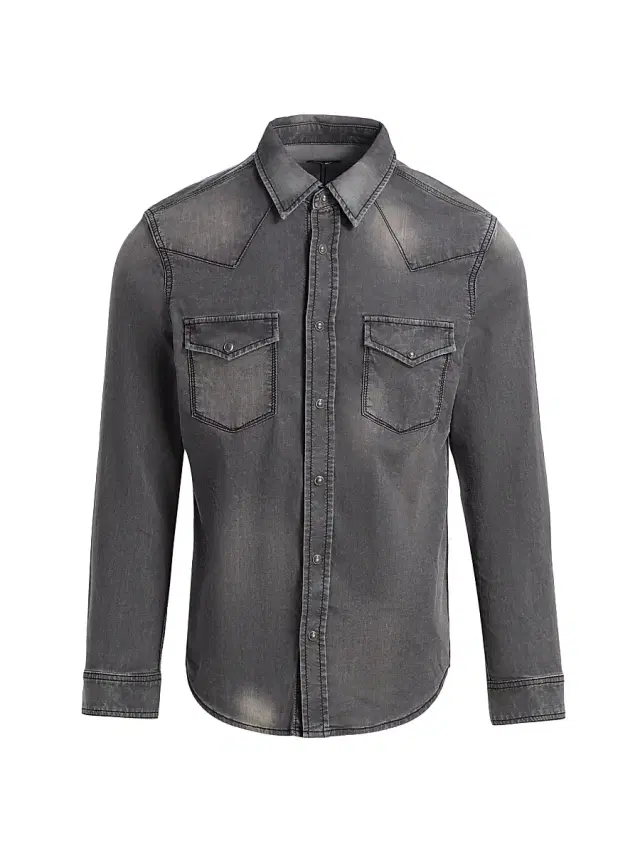 Men's Eastwood Cotton-Blend Denim Shirt - Smokescreen