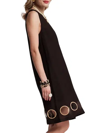 Frances Valentine Women's Lilly Cut-Out Minidress - Black Taupe - Size Large | Thumbnail 2 Frances Valentine Women's Lilly Cut-Out Minidress - Black Taupe - Size Large | Thumbnail 2