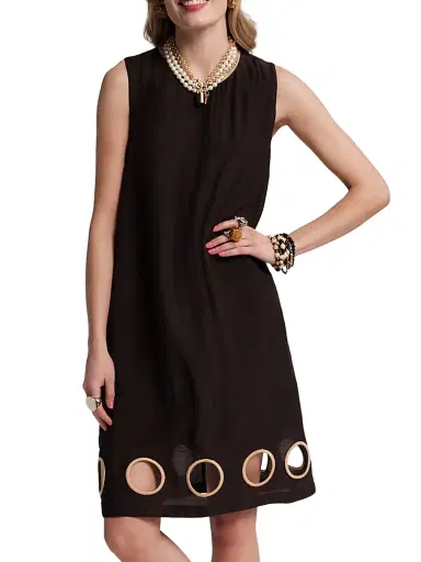 Frances Valentine Women's Lilly Cut-Out Minidress - Black Taupe - Size Large | Thumbnail 1 Frances Valentine Women's Lilly Cut-Out Minidress - Black Taupe - Size Large | Thumbnail 1