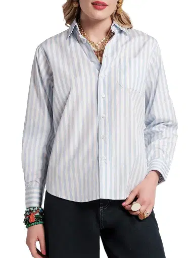Frances Valentine Women's Perfect Striped Poplin Cotton Shirt | Thumbnail 1 Frances Valentine Women's Perfect Striped Poplin Cotton Shirt | Thumbnail 1
