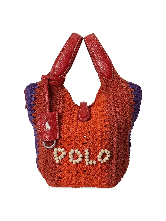Polo Ralph Lauren Women's Crocheted Logo Mini Tote Bag - Cherry Multi Polo