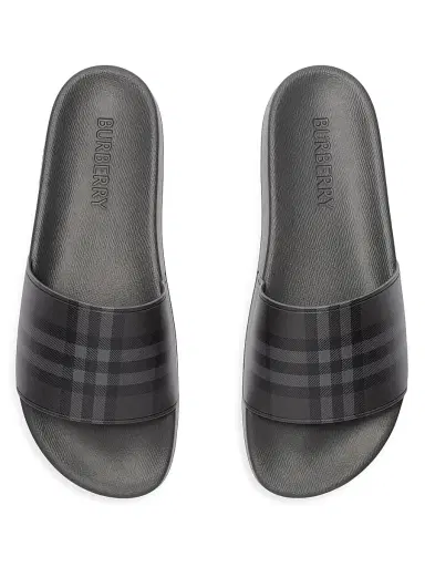 Burberry Men's Furley Check Slides - Lead Grey - Size 14 Sandals | Thumbnail 4