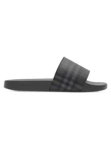 Burberry Men's Furley Check Slides - Lead Grey - Size 14 Sandals | Thumbnail 1