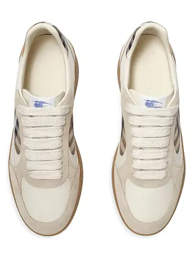 Burberry Men's Terrace Check Leather & Suede Low-Top Sneakers - Dove Beige - Size 13 | Thumbnail 4 Burberry Men's Terrace Check Leather & Suede Low-Top Sneakers - Dove Beige - Size 13 | Thumbnail 4