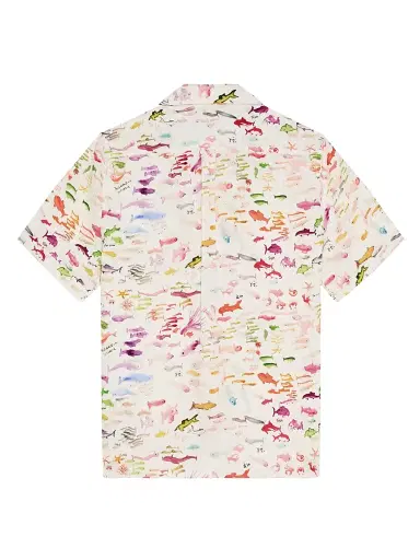 Vilebrequin Men's X Fabrice Hyber Pescador Linen Bowling Shirt | Thumbnail 3 Vilebrequin Men's X Fabrice Hyber Pescador Linen Bowling Shirt | Thumbnail 3