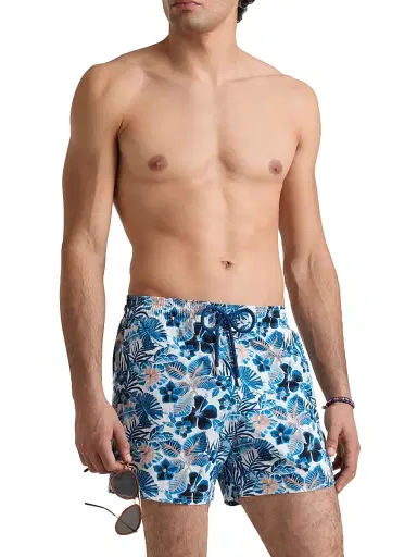 Vilebrequin Men's Island Flowers Stretch Swim Shorts - White - Size XXL | Thumbnail 1