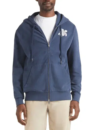 Vilebrequin Men's Big Turtle Embroidery Cotton Full-Zip Hoodie - Navy - Size XXL | Thumbnail 3 Vilebrequin Men's Big Turtle Embroidery Cotton Full-Zip Hoodie - Navy - Size XXL | Thumbnail 3