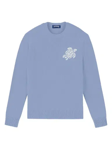 Vilebrequin Men's Turtle Cotton-Cashmere Crewneck Sweater - Cyan - Size XXL | Thumbnail 1