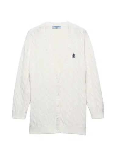 Prada Women's Cable-Knit Cotton Cardigan - White | Thumbnail 1