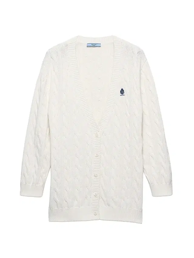 Prada Women's Cable-Knit Cotton Cardigan - White