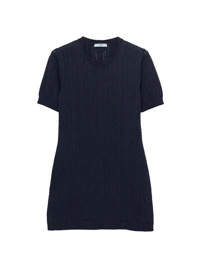 Women's Openwork Cotton Mini-Dress - Blue