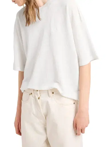 Prada Women's Short-Sleeved Linen T-Shirt - White - Size 10 | Thumbnail 3 Prada Women's Short-Sleeved Linen T-Shirt - White - Size 10 | Thumbnail 3