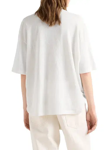 Prada Women's Short-Sleeved Linen T-Shirt - White - Size 10 | Thumbnail 4 Prada Women's Short-Sleeved Linen T-Shirt - White - Size 10 | Thumbnail 4