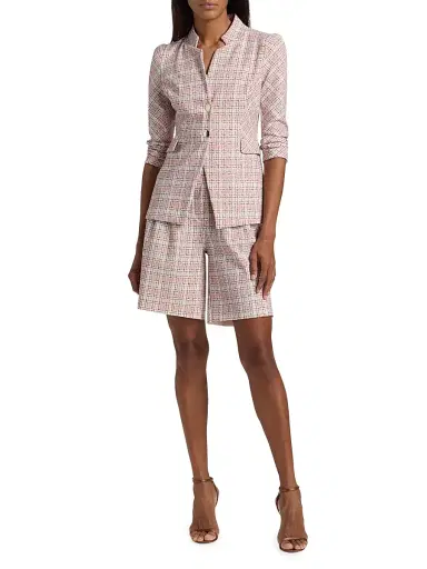 Chiara Boni La Petite Robe Women's Joss Plaid Tweed Wide-Leg Shorts | Thumbnail 2 Chiara Boni La Petite Robe Women's Joss Plaid Tweed Wide-Leg Shorts | Thumbnail 2