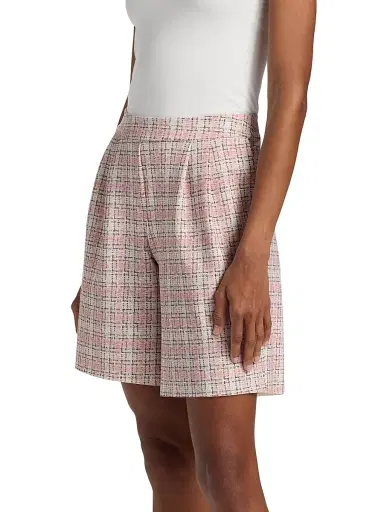 Chiara Boni La Petite Robe Women's Joss Plaid Tweed Wide-Leg Shorts | Thumbnail 4 Chiara Boni La Petite Robe Women's Joss Plaid Tweed Wide-Leg Shorts | Thumbnail 4