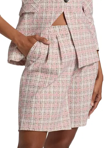 Chiara Boni La Petite Robe Women's Joss Plaid Tweed Wide-Leg Shorts | Thumbnail 6 Chiara Boni La Petite Robe Women's Joss Plaid Tweed Wide-Leg Shorts | Thumbnail 6