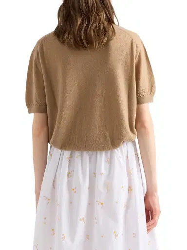 Prada Women's Short-Sleeved Cashmere Sweater - Beige - Size 10 | Thumbnail 4