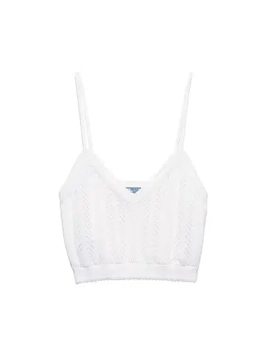 Prada Women's Openwork Cotton Crop Top - White - Size 10 | Thumbnail 1 Prada Women's Openwork Cotton Crop Top - White - Size 10 | Thumbnail 1