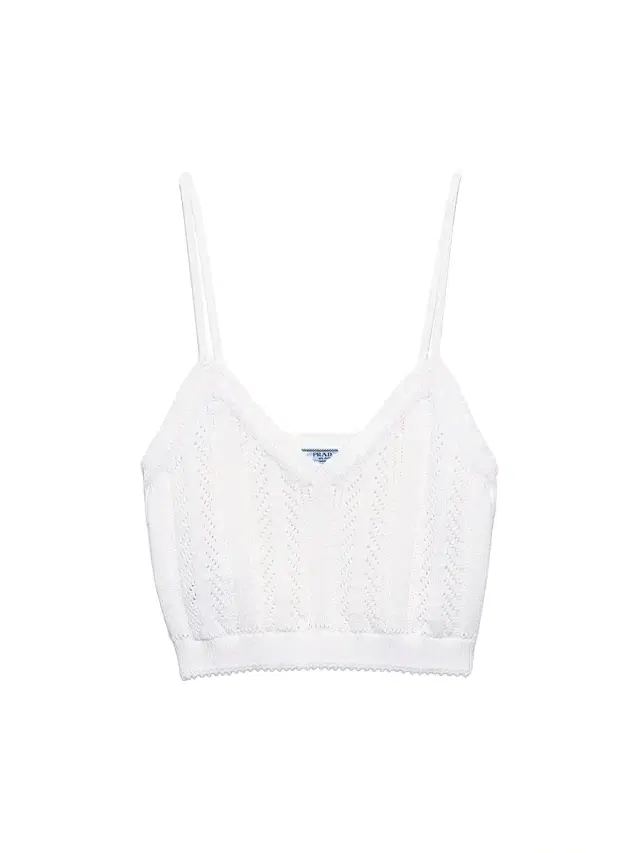Prada Women's Openwork Cotton Crop Top - White