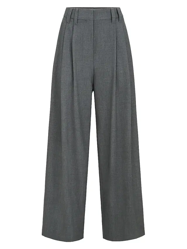 Women's Tropical Luxury Wool Tailored Trousers with Monili - Dark Grey