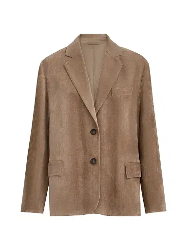 Brunello Cucinelli Women's Fluid Corduroy Blazer with Monili - Espresso - Size 8 | Thumbnail 1