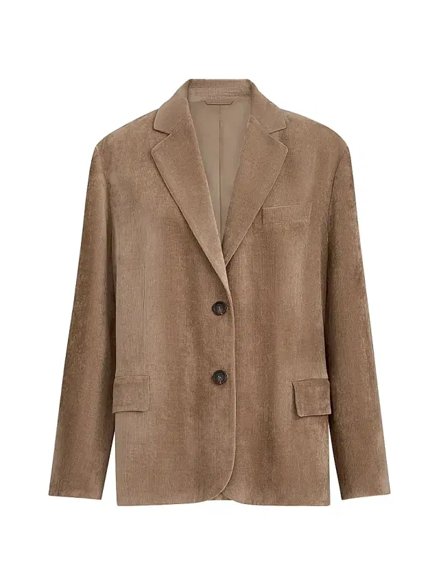 Brunello Cucinelli Women's Fluid Corduroy Blazer with Monili - Espresso