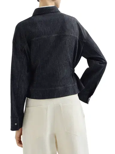 Brunello Cucinelli Women's Cotton Denim Effect Twill Cropped Shirt - Dark Denim - Size XXL | Thumbnail 3 Brunello Cucinelli Women's Cotton Denim Effect Twill Cropped Shirt - Dark Denim - Size XXL | Thumbnail 3
