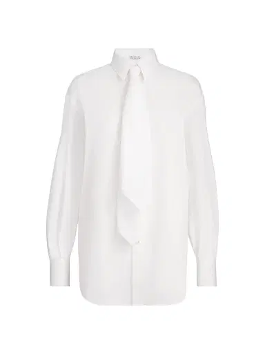 Brunello Cucinelli Women's Stretch Cotton Poplin Shirt - White - Size XXL | Thumbnail 1 Brunello Cucinelli Women's Stretch Cotton Poplin Shirt - White - Size XXL | Thumbnail 1