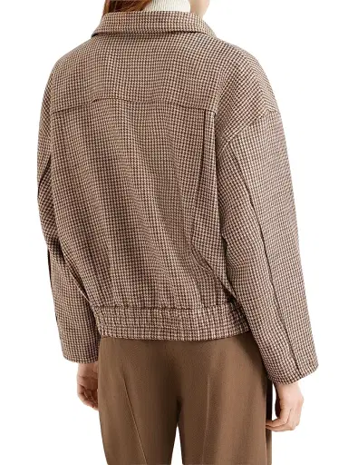 Brunello Cucinelli Women's Sparkling Virgin Wool Houndstooth Outerwear Jacket | Thumbnail 3 Brunello Cucinelli Women's Sparkling Virgin Wool Houndstooth Outerwear Jacket | Thumbnail 3