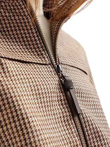 Brunello Cucinelli Women's Sparkling Virgin Wool Houndstooth Outerwear Jacket | Thumbnail 5 Brunello Cucinelli Women's Sparkling Virgin Wool Houndstooth Outerwear Jacket | Thumbnail 5