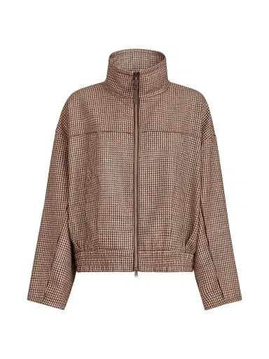 Brunello Cucinelli Women's Sparkling Virgin Wool Houndstooth Outerwear Jacket | Thumbnail 1 Brunello Cucinelli Women's Sparkling Virgin Wool Houndstooth Outerwear Jacket | Thumbnail 1